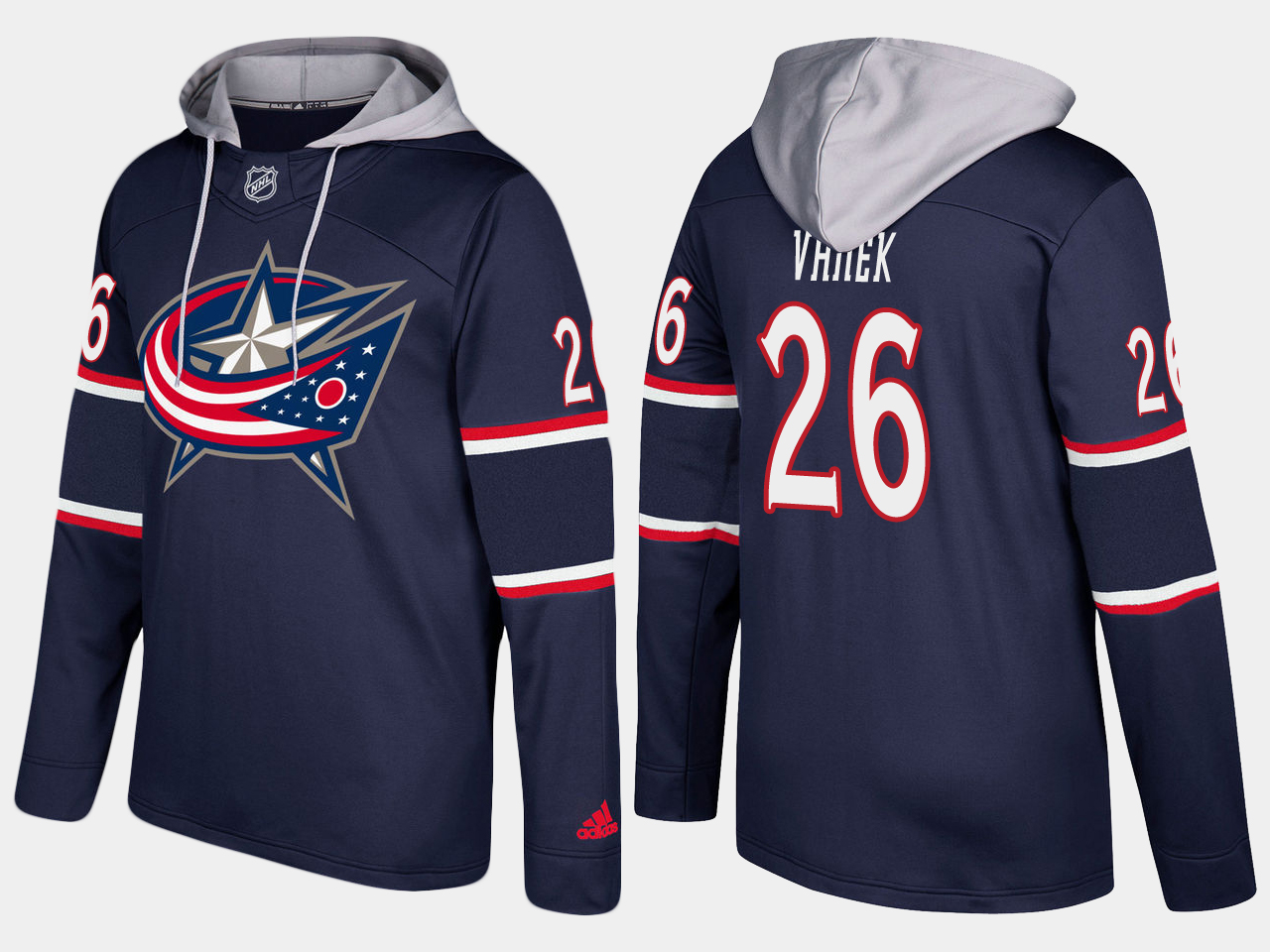 Men NHL Columbus blue jackets #26 thomas vanek navy blue hoodie